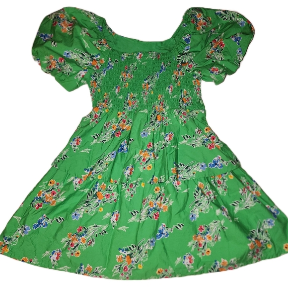 Cat & Jack Green Smocked Floral Dress - Picture 3 of 3